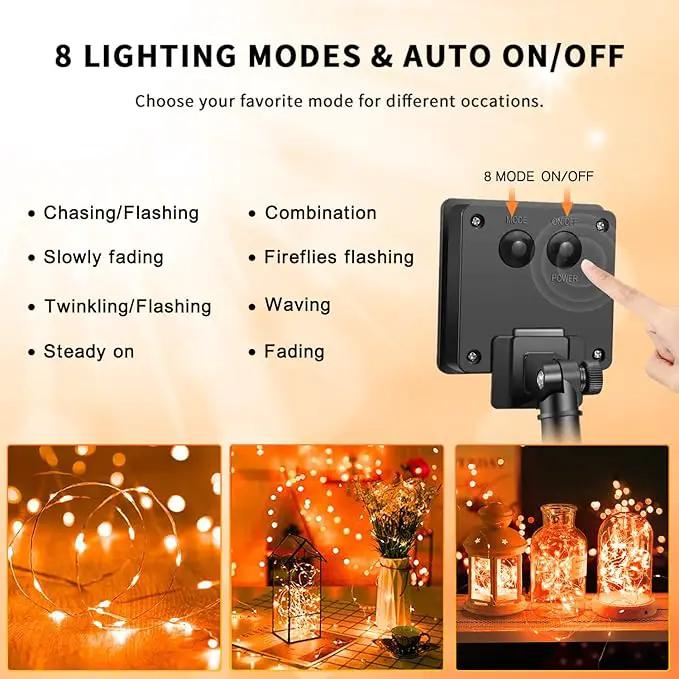 JMEXSUSS 4 Pack Orange Solar Fairy Lights, Total 400 LED 132 FT Orange Halloween Light, 8 Modes Copper Wire Solar String Lights Outdoor Waterproof for Halloween Garden Yard Tree Christmas Decor by GreenHaven Gardens