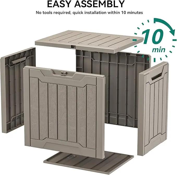 YITAHOME 31 Gallon Outdoor Storage Box, Resin Deck Box and Waterproof Package Delivery Box for Gardening Tools, Pool Supplies, Patio Furniture, Lockable, Taupe by GreenHaven Gardens