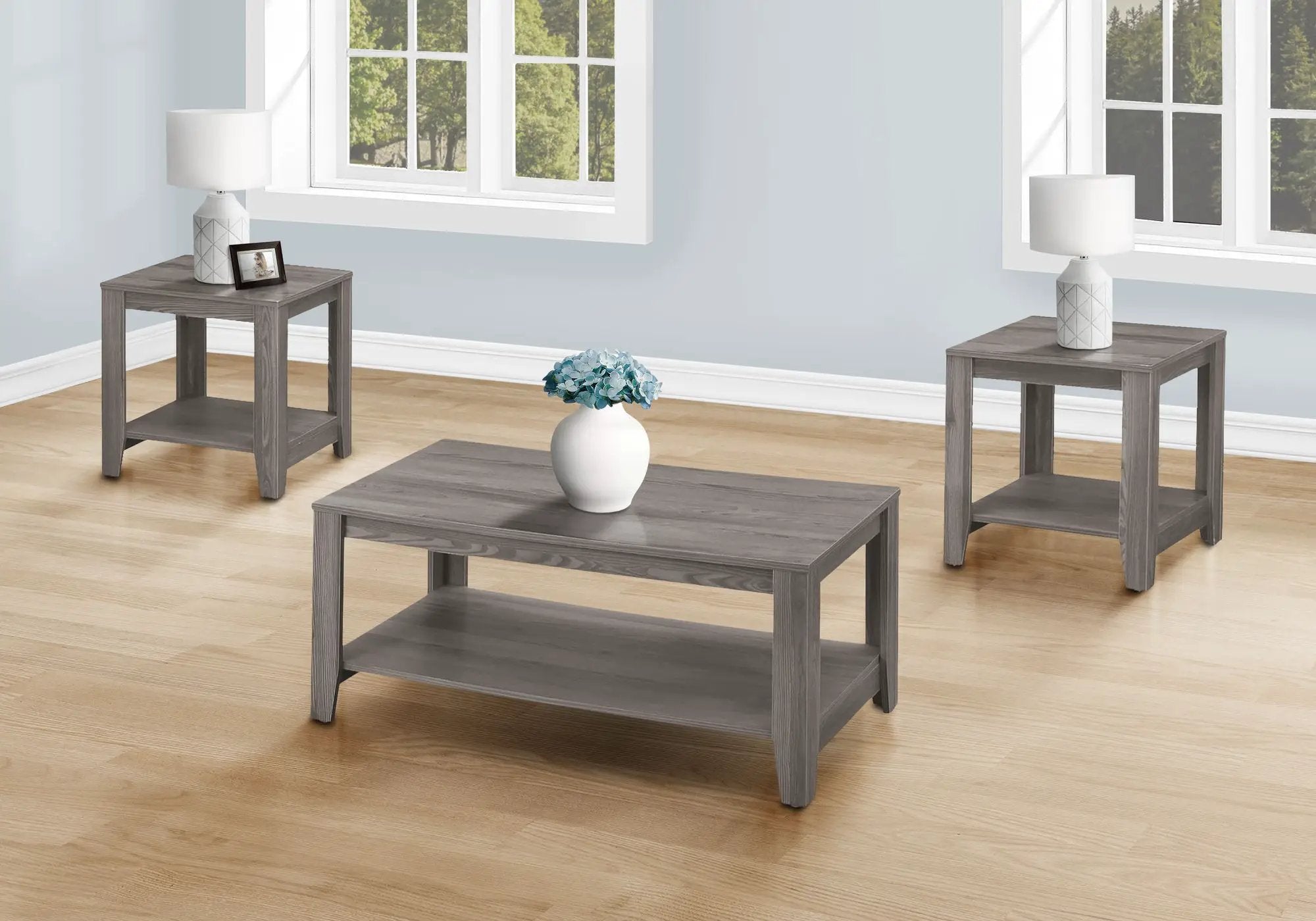 Table Set, Coffee, End, Side, Accent, Transitional (Set of 3) by HouseOfZazla