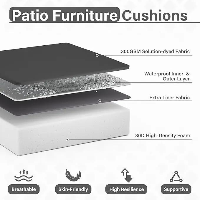 Patio Chair Cushions 24 X 24 X 5 Inch Waterproof Outdoor Seat Cushions for Patio Furniture, Outdoor Sofa Couch Pads with Ties & Handle, Set of 2, Grey by GreenHaven Gardens