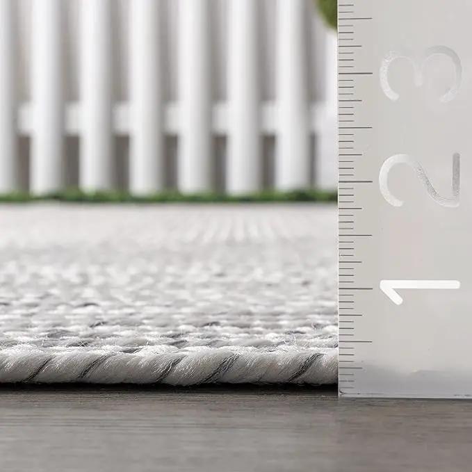 nuLOOM 8' Round Solid Hand Braided Indoor/Outdoor Area Rug, Pet-Friendly, High Traffic, Weather Resistant, for Patio, Balcony, Bedroom, Living, Dining Room, Wynn Ivory by GreenHaven Gardens
