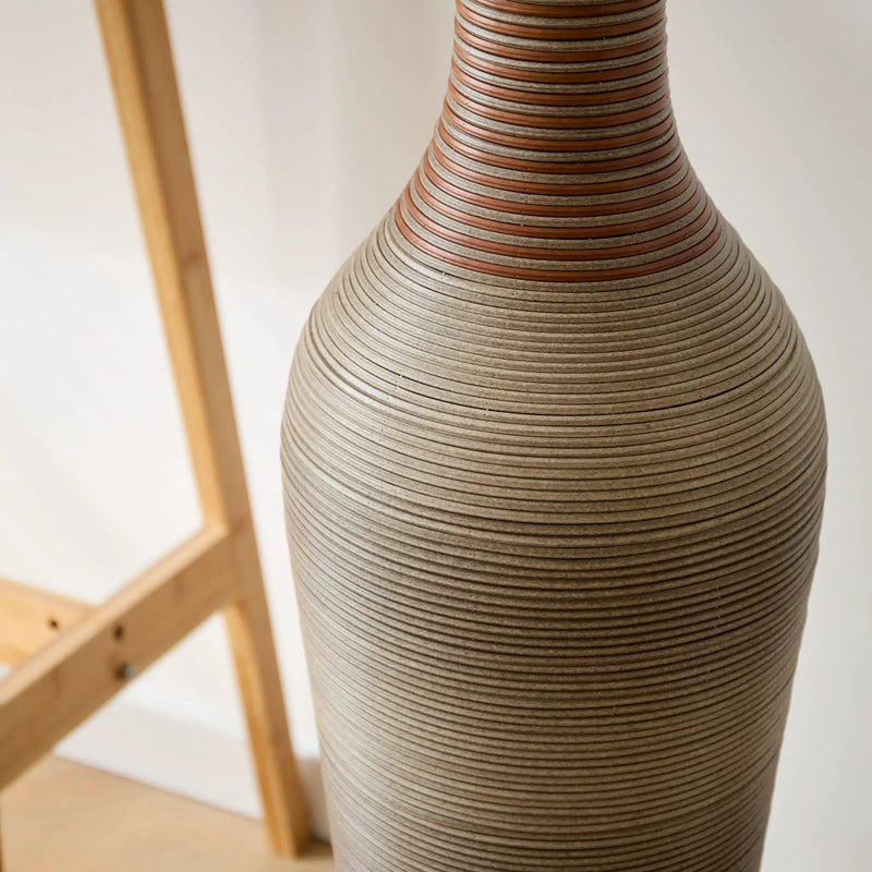 Tall Vase - Brown Decorative Floor Vase, Classic Neat Floor Vase Tall Freestanding Flower Holder, Artificial Rattan Vase, Floor Vase, Flower Holder For Home Decor - Gray by HouseOfZazla