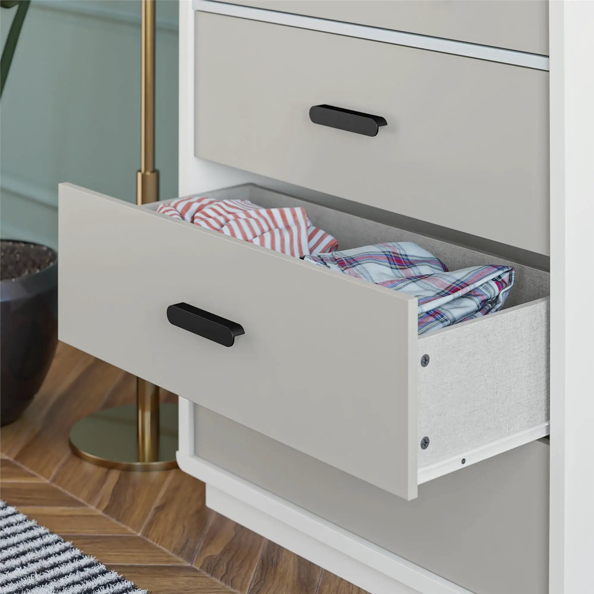 Valencia - 5 Drawer Dresser - White / Gray by HouseOfZazla