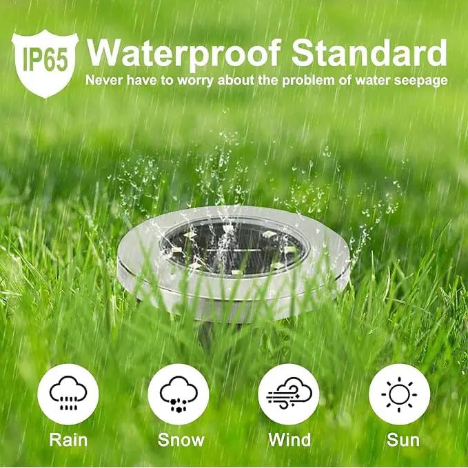 Solar Ground Lights, 4 Pack 8 LED White Solar Pathway Lights, Waterproof, Modern, Outdoor, In-Ground, Garden, Path, Deck, Lawn, Patio, Walkway by GreenHaven Gardens