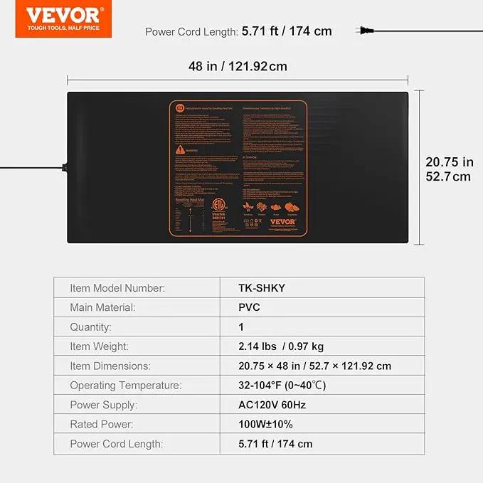 VEVOR 1 Pack Seedling Heat Mat 48"x 20.75", MET-Certified Warm Hydroponic Plant Heating Pad for Seed Starting, Waterproof Heating Mats for Germination, Indoor Gardening, Greenhouse by GreenHaven Gardens