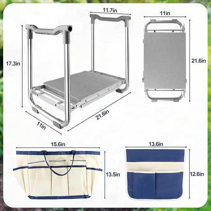 Garden Kneeler and Seat, Wider & Thicker Kneeling Pad Heavy Duty Foldable Garden Stool with Large Gardening Tool Pouch and Bag, Portable Garden Bench- Gardening Gifts for Women, Men, Seniors, Mom& Dad by GreenHaven Gardens