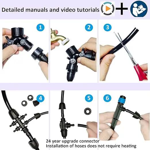 162ft Drip Irrigation Kit 5/16“ID Main Hose and 1/4 Inch Pipe Drip Irrigation System with Water Timer Auto Watering System for Garden Adjustable Spray, for Greenhouse, Garden, Lawn, Potted Plants by GreenHaven Gardens