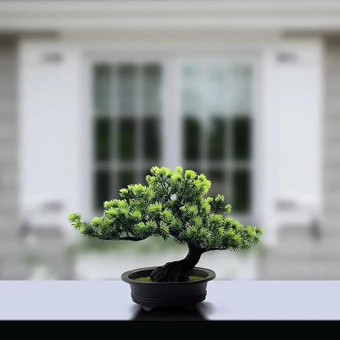 Artificial Plants Greenery Bonsai, Room Decor Fake Bonsai Tree for Home Decor Indoor Bookshelf Office Desk Bathroom Farmhouse Decor, Tall 9.5" by GreenHaven Gardens