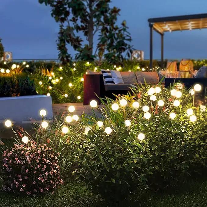 Solar Garden Lights - 4 Pack 48 LED Firefly Lights with 2 Lighting Modes, Sway by Wind, Waterproof Outdoor Decoration, Warm White by GreenHaven Gardens