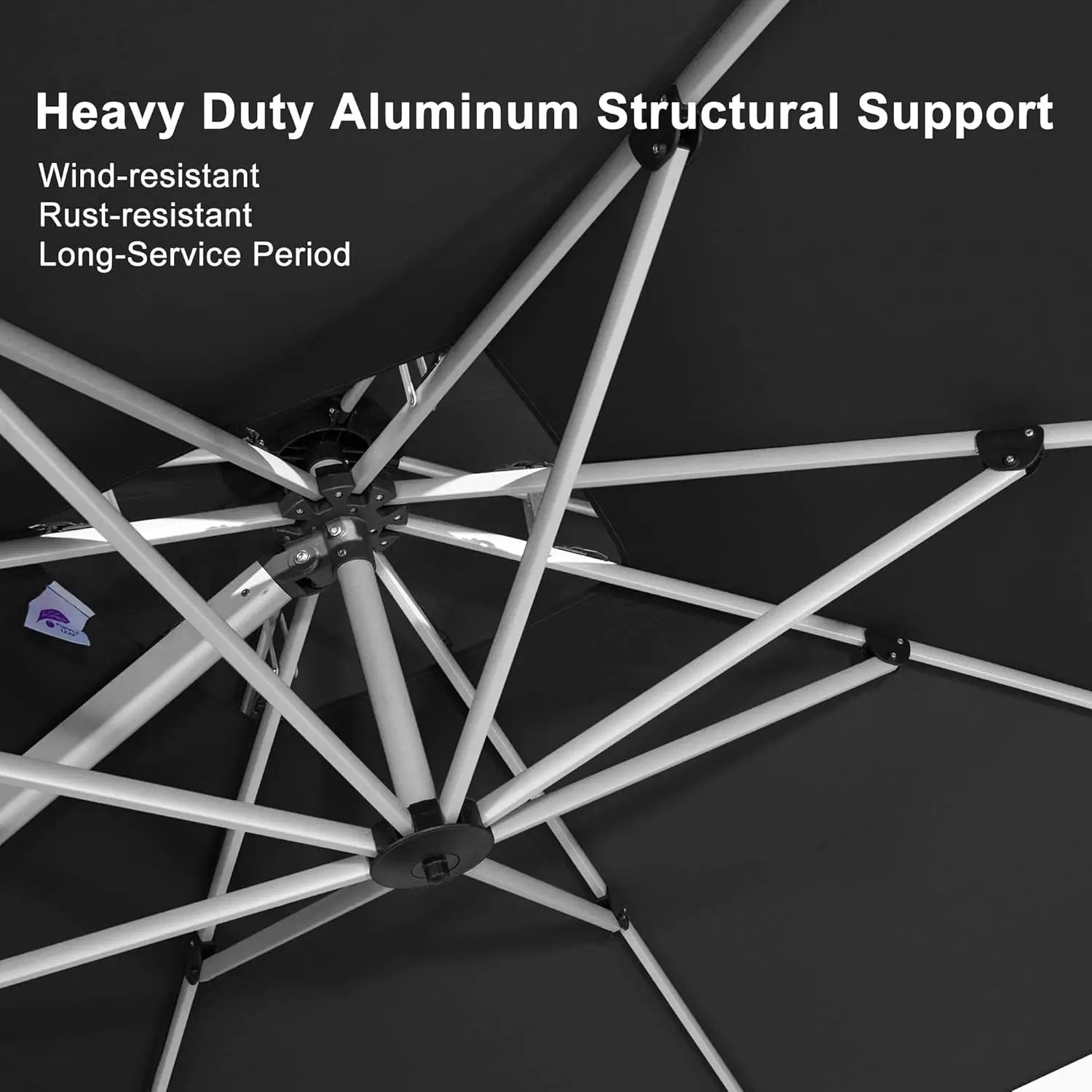 PURPLE LEAF 10 Feet Patio Umbrella Outdoor Round Umbrella Large Cantilever Umbrella Windproof Offset Heavy Duty Sun for Garden Deck Pool Patio, Black by GreenHaven Gardens
