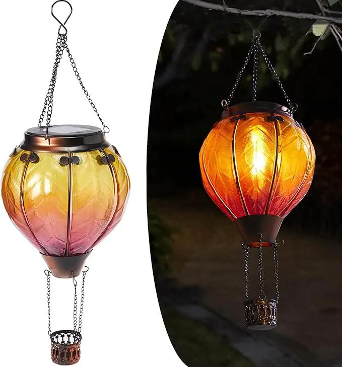 Hot Air Balloon Solar Lantern with Flickering Flame Hanging Solar Lights Outdoor Waterproof Lanterns for Garden Patio Yard Party Decoration by GreenHaven Gardens