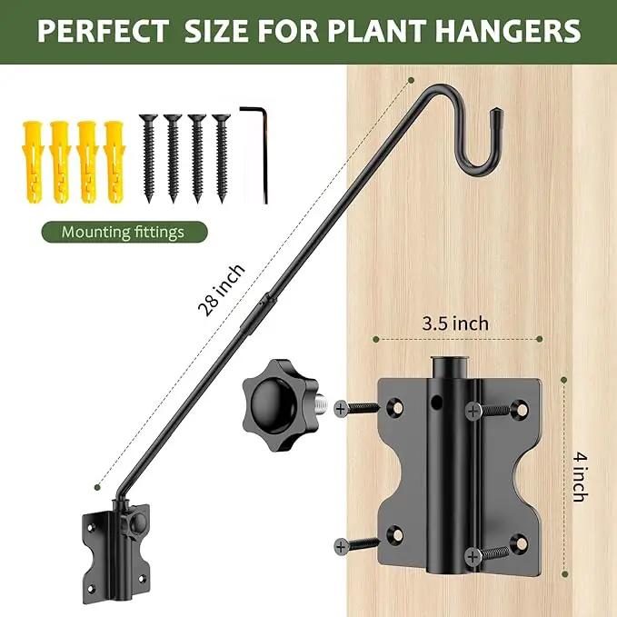 Wall Mount Heavy Duty Deck Hook-28 Inch Extended Reach Plant Hangers Outdoor -Bird Feeder Hanger for Deck Railing-Fence Plant Bracket Hooks for Hanging Hummingbird Feeders,Lanterns, More by GreenHaven Gardens