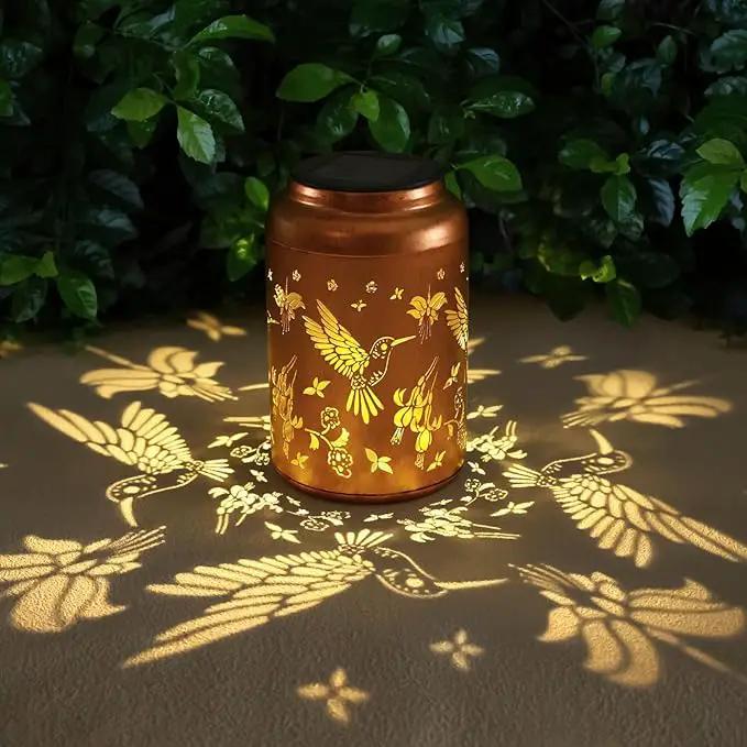 Solar Lanterns Outdoor Waterproof Hummingbird Hanging Solar Lights,Hollowed Metal Lantern Light Decorative for Garden,Patio,Yard,Lawn,Front,Porch Decor Christmas Gifts for Women mom Grandma 2pack by GreenHaven Gardens