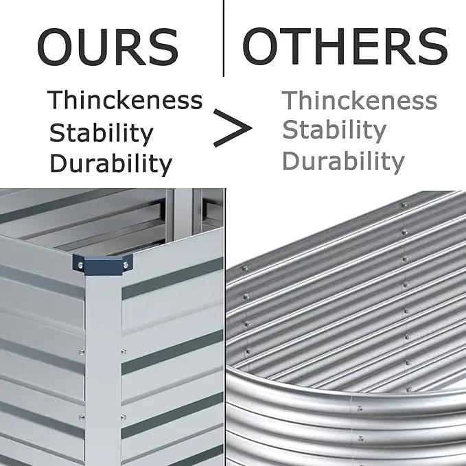 4x3x1ft(2 Pack) Galvanized Raised Garden Bed,Outdoor Planter Box Metal Patio Kit Planting Bed for Vegetables Flowers Herb,Silver by GreenHaven Gardens
