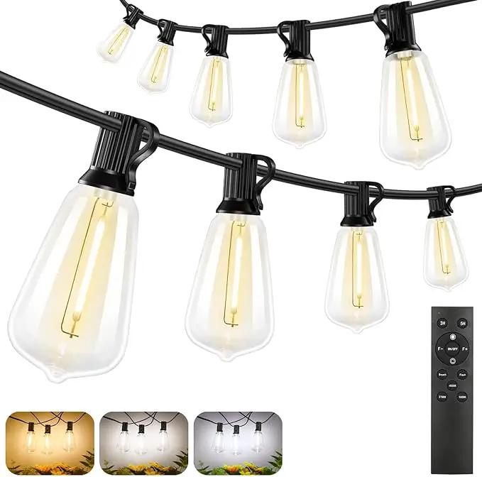 Brightever 200FT Outdoor String Lights with Remote, 2700K/4000K/5000K Selectable LED Patio Lights with 60+2 ST38 Vintage Edison Bulbs, 3 Lighting Modes, 3H/5H Timer, Dimmable String Light for Outside by GreenHaven Gardens