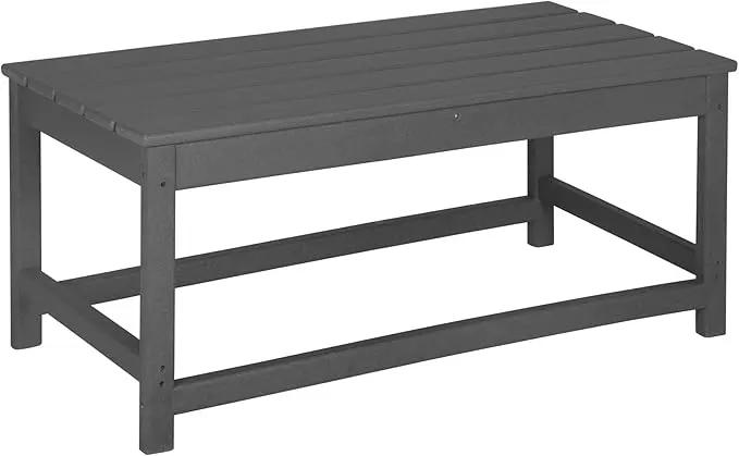 WO Home Furniture Adirondack Chairs Table Set of 3 PCS Outdoor Folding Chairs Coffee Table Weather/UV Resistant for Lawn, Garden, Bon Fire, Balcony (Gray) by GreenHaven Gardens