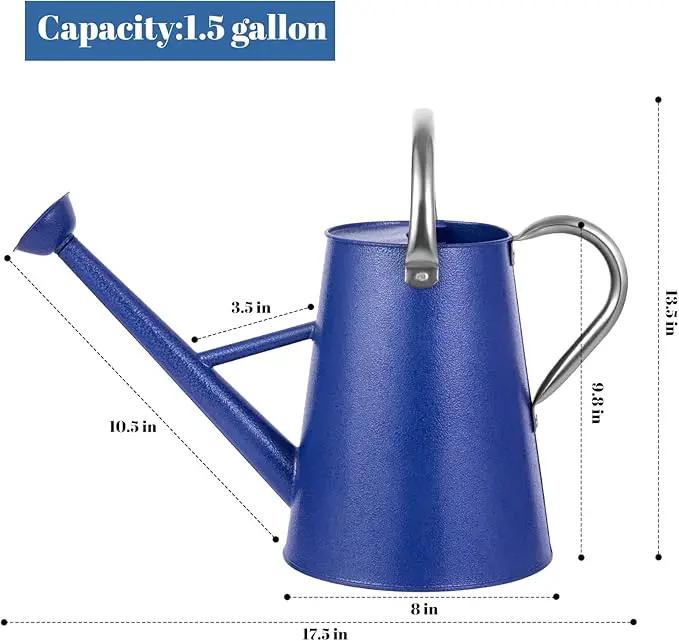 1.5 Gallon Watering Can for Outdoor Plants,Large Metal Plant Watering Pot with Removable Spout,Flower Garden Water Can Watering Pot,Galvanized Steel Watering Can with Stainless Steel Handles，Navy by GreenHaven Gardens