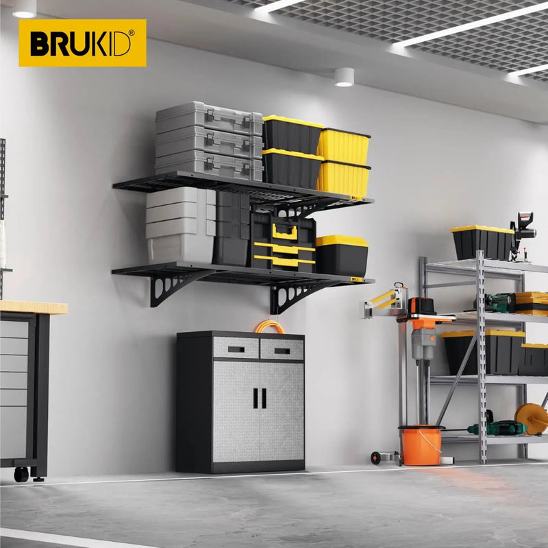 1.64x4ft Adjustable Rail Wall Garage Storage Shelf, for Tool Room, Storage Room, Store Supermarket Wall Storage Shelving Rack (2 Pack-Black) by GreenHaven Gardens