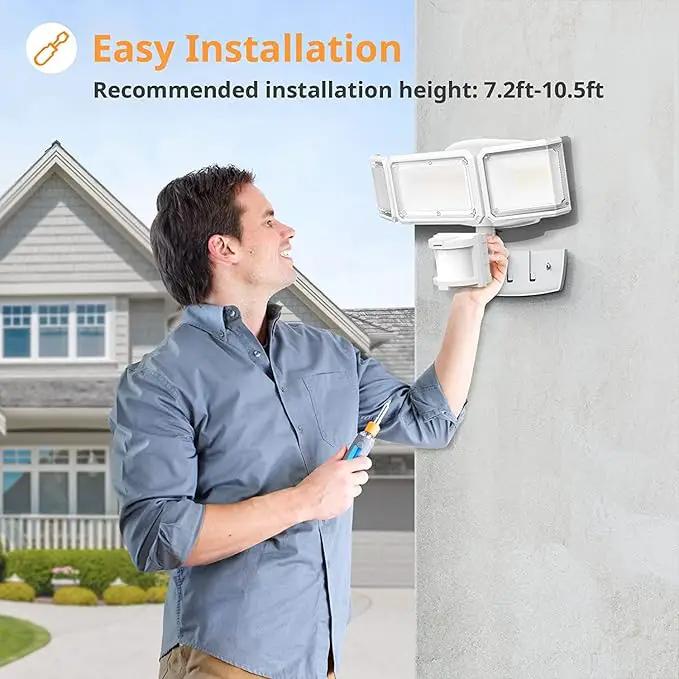 LEPOWER Battery Powered LED Flood Light Outdoor,1500LM Motion Sensor Security Lights, IP65 Waterproof,Wireless Flood Light Battery Operated,3 Head Motion Detector Light for Garage,Yard,Porch(White) by GreenHaven Gardens