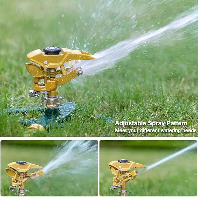 FANHAO Heavy Duty Pulsating Impact Lawn Sprinkler with Metal Base, 100% Metal Adjustable Circular Zinc Impulse Sprinkler for Yard Lawn, 360 Degree Large Area Coverage, Covers Up to 5800 sq. ft by GreenHaven Gardens
