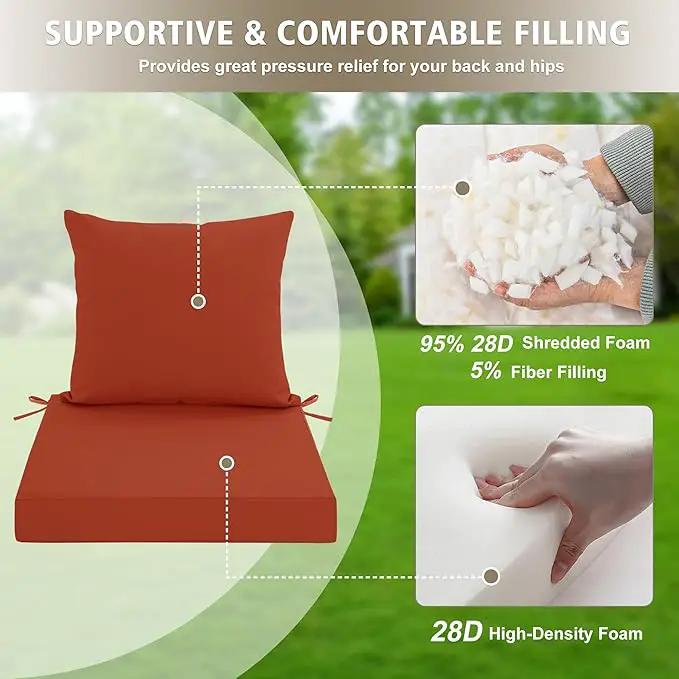 24x24 Inch Outdoor Cushions for Patio Furniture, Waterproof Outdoor Chair Cushions w/Fade-Resistant, Removable & Machine-Washable Covers, Deep Seat Sofa/Couch Pad Replacement – Set of 1/2/4, Rust by GreenHaven Gardens