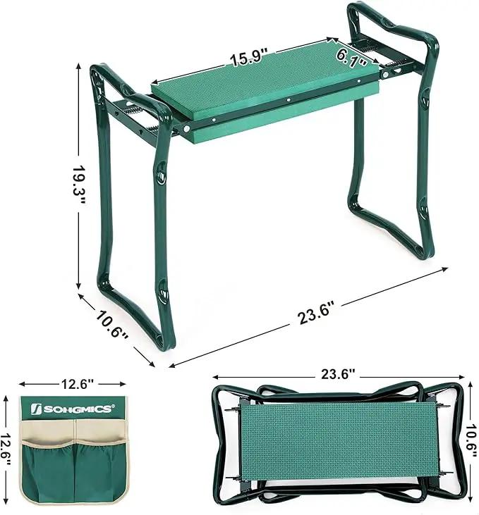 SONGMICS Garden Kneeler and Seat, Multifunctional Garden Kneeling Bench, Gardening Gifts for Women Men, Folding Gardening Stool, with 1 Tool Bag, 6-Inch Wide Kneeling Pad, Dark Green UGGK49L by GreenHaven Gardens