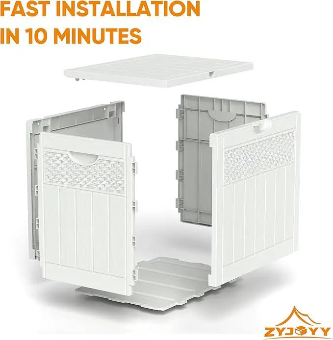 33 Gallon Resin Deck Box, Weatherproof Outdoor Storage Box for Patio, Garden and Yard, Lockable Waterproof Bin for Tools, Cushions, and Accessories, White by GreenHaven Gardens