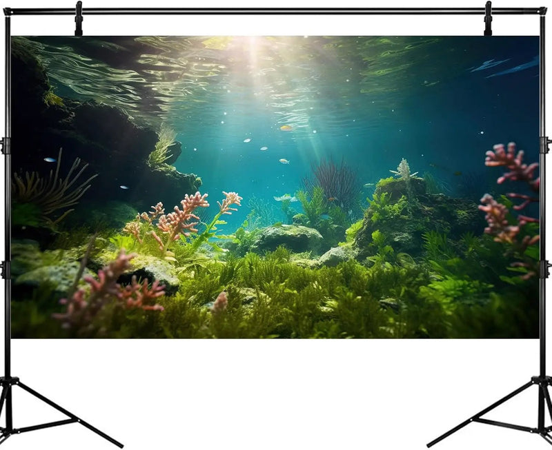 Ocean Floor Fish Tank Background Under The Sea Aquarium Background Underwater Aquatic Plants Sunray Terrarium Backgrounds Deep Sea Rock Tropical Aquarium Fish Tank Backgrounds Decors 30x18in by GreenHaven Gardens