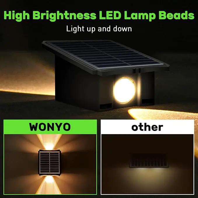 2LED Solar Wall Lights, Up and Down Lighting Solar Outdoor Light Waterproof IP65, 6500K/3000K Solar Fence Light Solar Powered Light for Yard Garden Garage Christmas Decorations (4 Pack) by GreenHaven Gardens