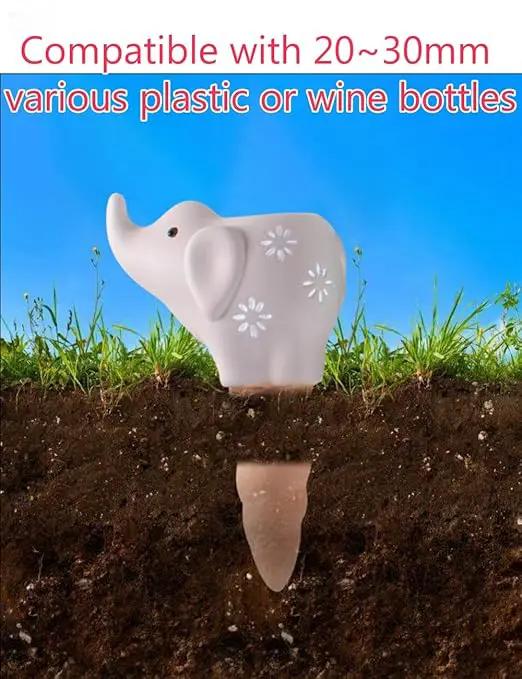 4 Pack Plant Watering Devices, Elephant Shape Terracotta Watering Spikes, Vacation Self Watering Planter Insert, Automatic Plant Waterer for Indoor Outdoor Plants by GreenHaven Gardens