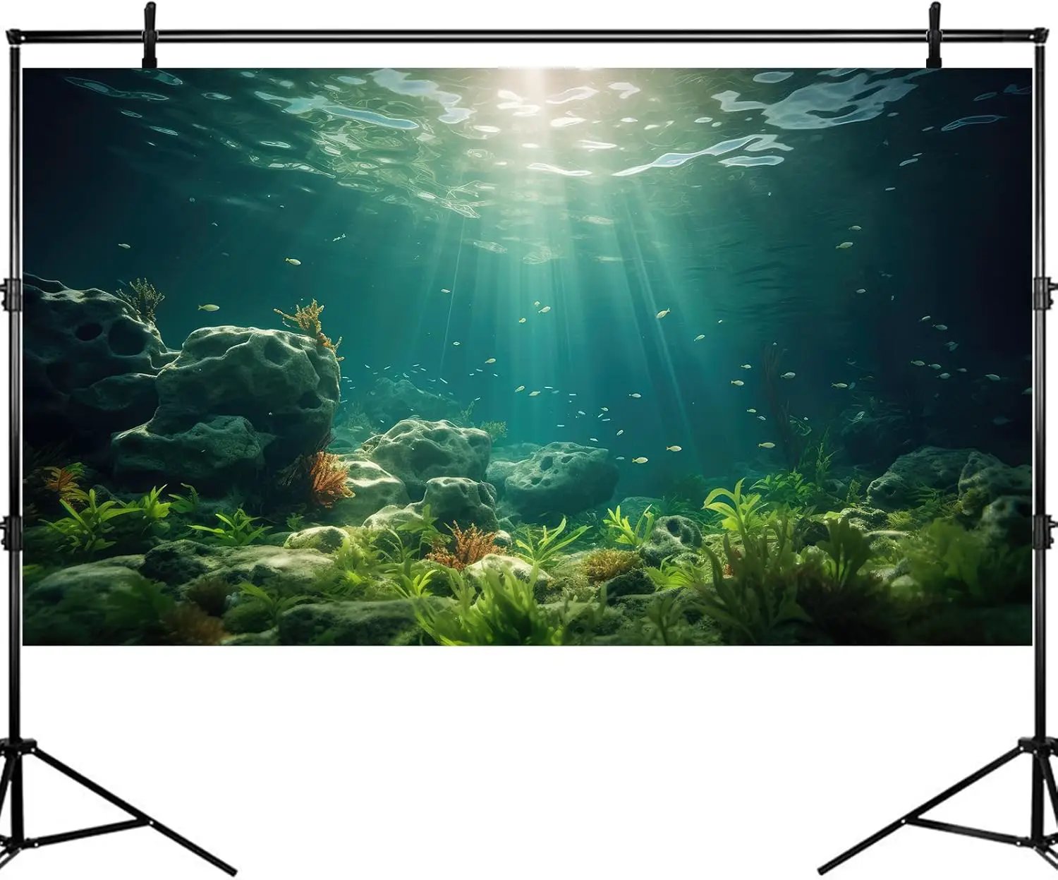 Under The Sea Aquarium Background Deep Sea Aquatic Plants Fish Tank Background Underwater Rock Sunray Terrarium Backgrounds Tropical Fish Deep Ocean Floor Fish Tank Backgrounds 48x18in by GreenHaven Gardens