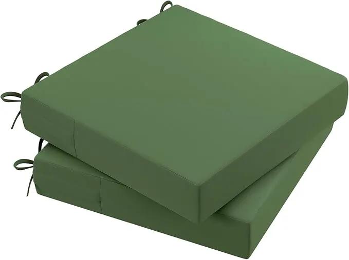 AAAAAcessories Outdoor Seat Cushions for Chairs, Waterproof, Fade-Resistant Patio Furniture Replacement Cushions, 21" x 21" x 4", Set of 2, Dark Moss Green by GreenHaven Gardens