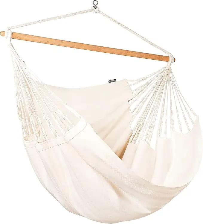 LA SIESTA® XL King Habana Cotton Hammock Chair Swing & Tree Mount Kit - Hammock Swing Chair w/Suspension Kit for Trees Beams & Posts - Indoor Outdoor Hanging Chair for Bedroom Patio - Latte by GreenHaven Gardens