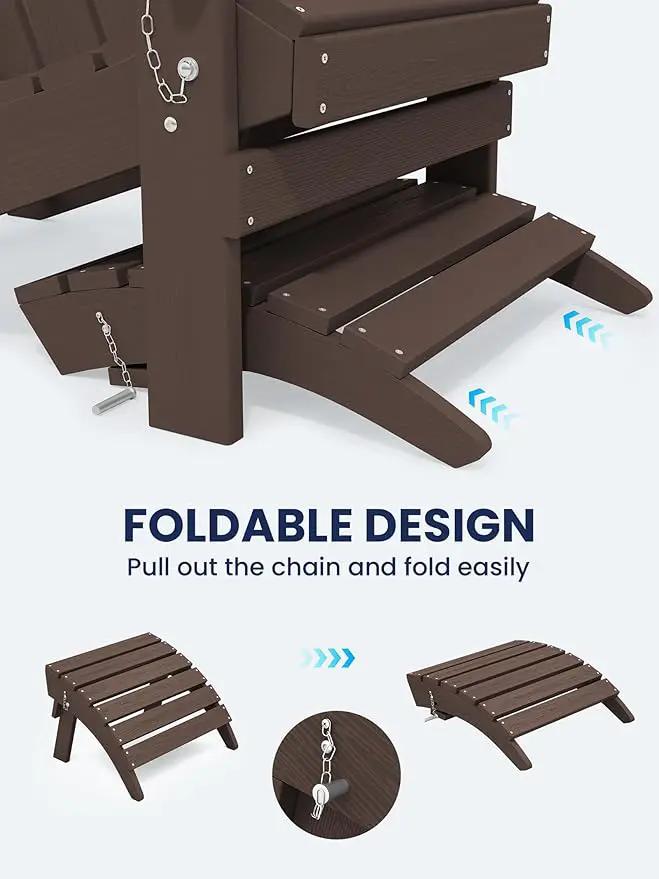 KINGYES Folding Adirondack Ottomans Set of 2 for Adirondack Chair, Coffee by GreenHaven Gardens