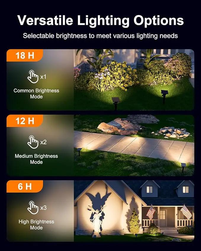 6 Pack Solar Power Spot Lights Outdoor Waterproof LED Dusk to Dawn Landscape Spotlight for Outside Yard, Tree, Flag, Yard, Garden, Statues, 3 Modes, 18 Hours Accent Ambient Lighting - Warm White by GreenHaven Gardens