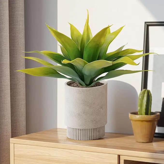 Artificial Agave Plants,Large UV Resistant Fake Agave Planters for Indoor and Outdoor Decorating Tropical Plant Succulents Greenery Indoor Decor (2Pack,22" Yellow) by GreenHaven Gardens