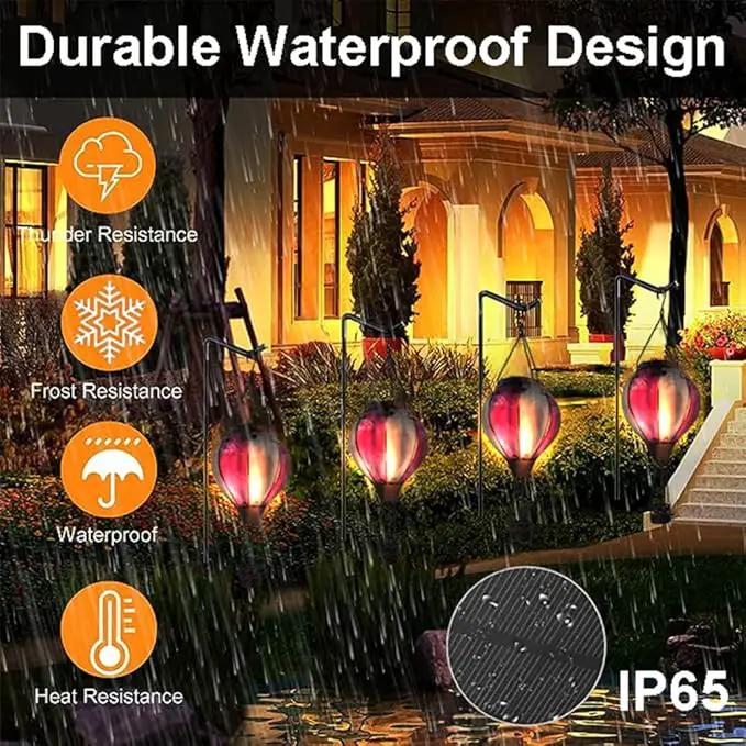 Hot Air Balloon Solar Lantern with Flickering Flame Hanging Solar Lanterns Outdoor Lights Waterproof Lanterns Decorative Garden Patio Yard Party Decor Gray&Wine Red by GreenHaven Gardens
