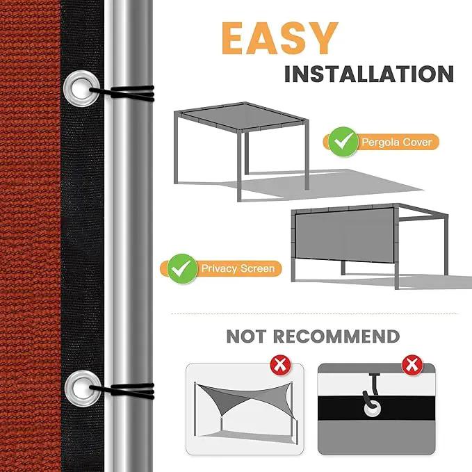 VICLLAX Shade Fabric Sun Shade Cloth with Every 2 FT Grommets for Patio Garden Pergola Cover Canopy 12x21 FT, Rust Red by GreenHaven Gardens