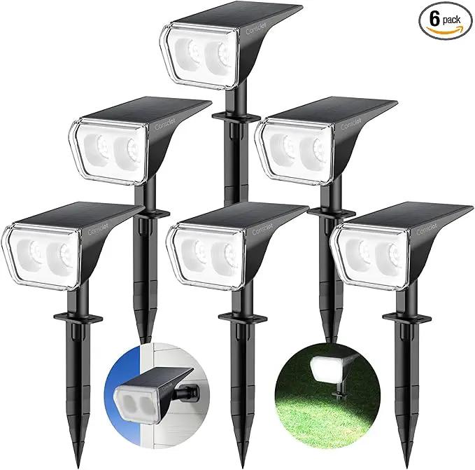Consciot Solar Spot Lights Outdoor Waterproof, 24 LED Dusk-to-Dawn Solar Outdoor Lights, 2 in 1 Adjustable Wall Lights, Daylight Solar Landscape Spotlights for Garden Yard Wall Walkway, 6 Pack by GreenHaven Gardens