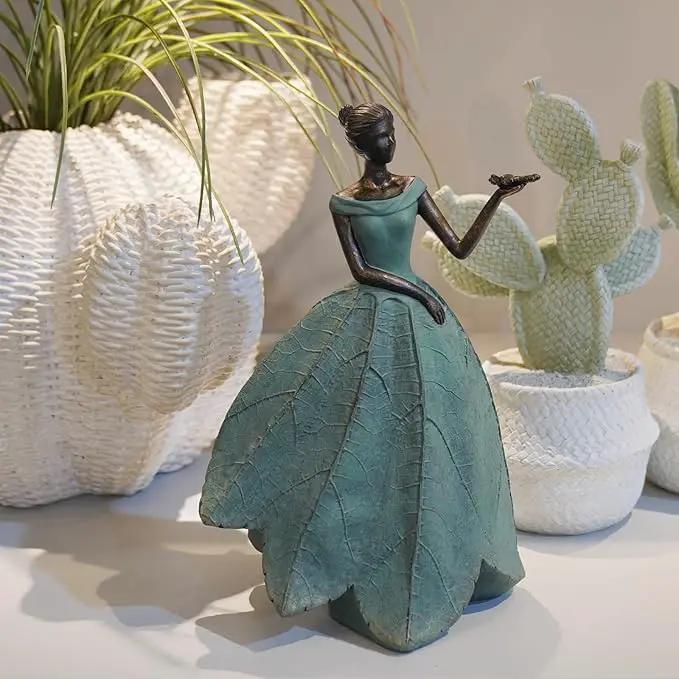 Guichifun Fairy Statue Collection Home Decoration - Leaf Angel Girls with Dragonfly Resin Home Decor for Outside or Inside Rustic Garden Outdoor Yard Decorations Figurines Gift 7.4 x 5.25 x 12 Inch by GreenHaven Gardens