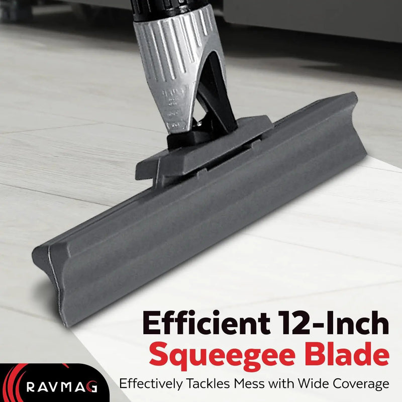 Silicone Floor Squeegee with 55-Inch Long Handle, 12-Inch Single Cast Silicone Blade, 360° Swivel Joint - Multifunction Floor Squeegee for Garage, Concrete Floor, Shower Floor, Glass Windows by GreenHaven Gardens