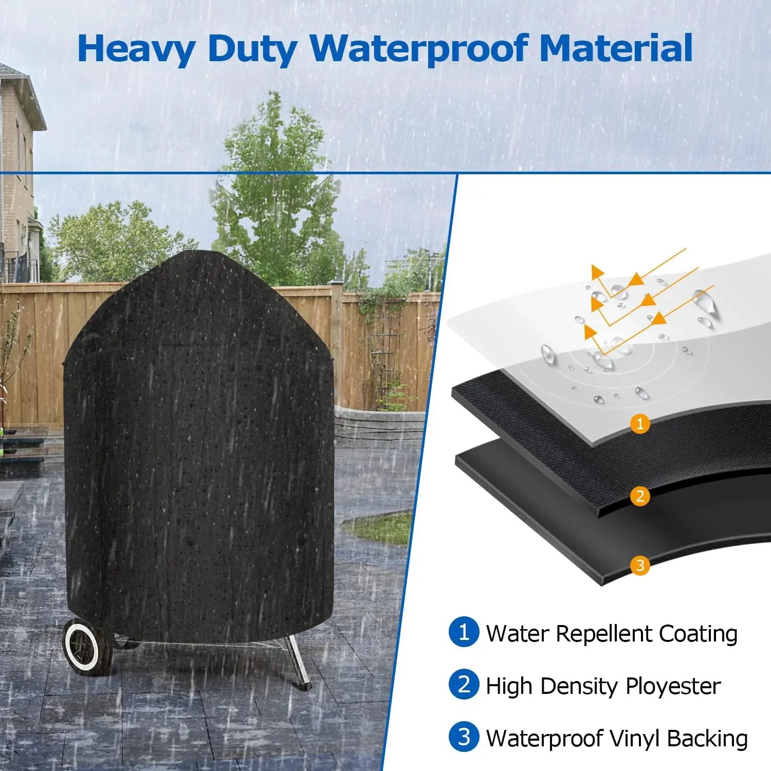 SunPatio Heavy Duty Waterproof Grill Cover Compatible for Weber, Big Green Egg, Char-Broil 22 Inch Charcoal Kettle Grills, Outdoor FadeStop BBQ Cover, Compared to Weber 7150, 27.5" Dia x 38" H by GreenHaven Gardens