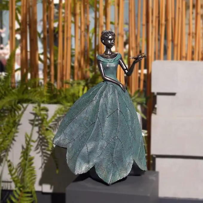 Guichifun Fairy Statue Collection Home Decoration - Leaf Angel Girls with Dragonfly Resin Home Decor for Outside or Inside Rustic Garden Outdoor Yard Decorations Figurines Gift 12 x 8.5 x 18 Inch by GreenHaven Gardens