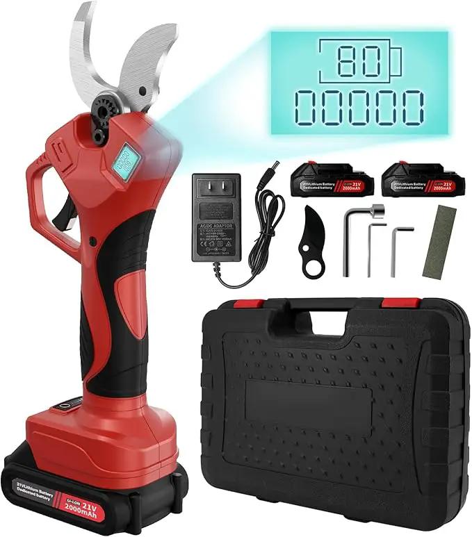 Electric Pruning Shears, 50mm 1.96" Cutting Diameter Cordless Power Pruner with 2Pcs Rechargeable Batteries, Tree Branch Cutter with SK7 High Carbon Steel Blade for Gardening Pruning by GreenHaven Gardens