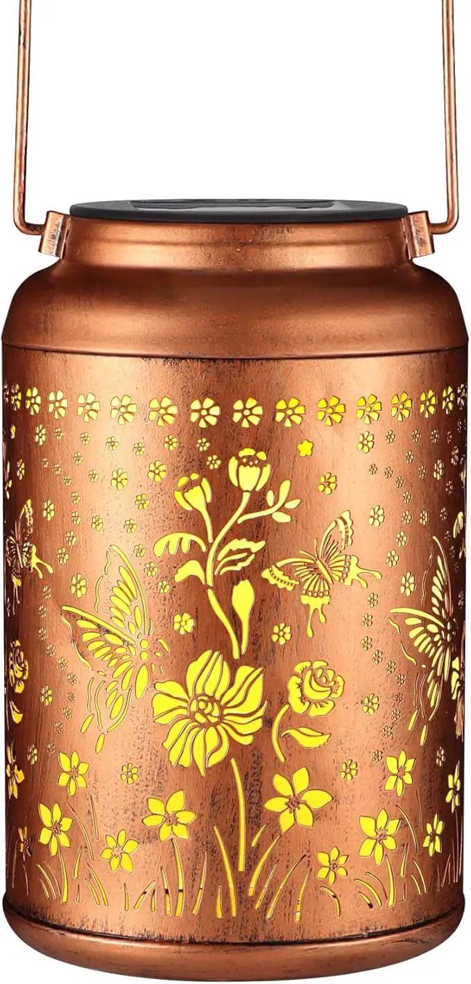 Solar Lantern Outdoor Hanging Lights Christmas Birthday Gifts for Women Mom and Grandma Butterfly Flower Metal Garden Decor Outside Waterproof LED Solar Lanterns for Patio, Yard, Pathway,Landscape by GreenHaven Gardens