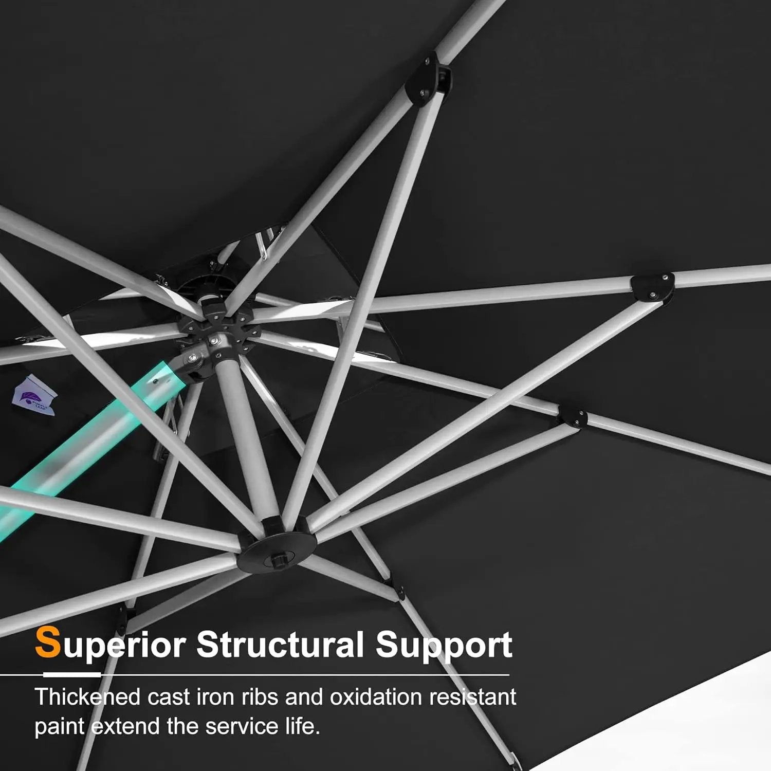 PURPLE LEAF 12 Feet Double Top Round Deluxe Patio Umbrella Offset Hanging Umbrella Outdoor Market Umbrella Garden Umbrella, Black by GreenHaven Gardens