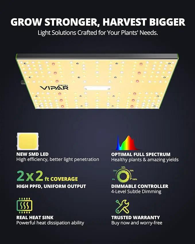 VIPARSPECTRA P700 Grow Light, 70 Watt Dimmable Full Spectrum Plant Light, LED Grow Lights for Indoor Plants Seed Starting Seedlings Vegetable,11000 Lumens Small Hanging Growing Lamp for 2x2 Grow Tent by GreenHaven Gardens