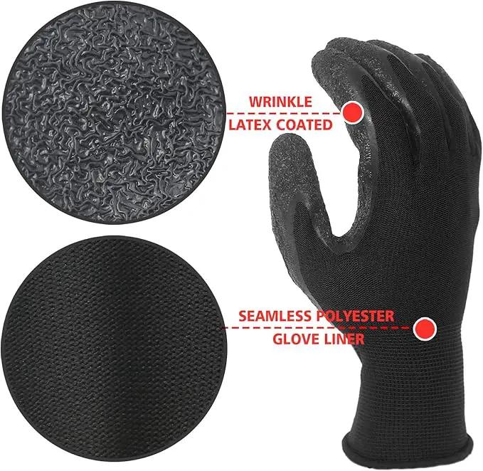 Evridwear Crinkle Latex Rubber Hand Coated Safety Work Gloves for Men Women General Multi Use Construction Warehouse Gardening Assembly Landscaping (XXL-Size) 12 Pairs Pack by GreenHaven Gardens