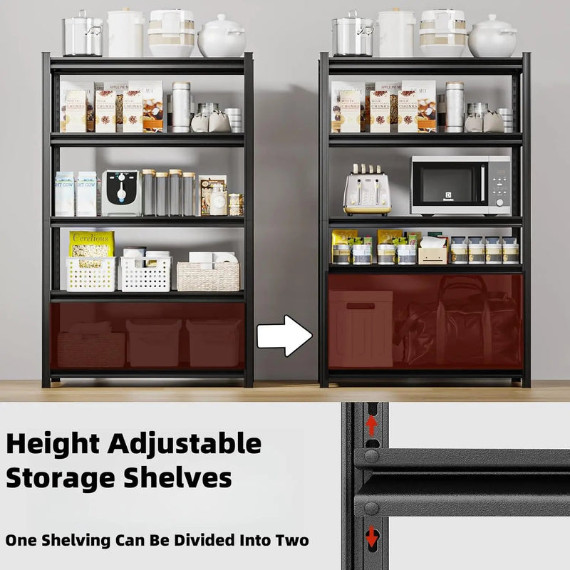 5-Tier 47" W x 17.75" D x 72" H Garage Shelving 3000LBS Storage Shelves Heavy Duty Metal Shelf Unit Adjustable Basement Industrial Storage Racks by GreenHaven Gardens