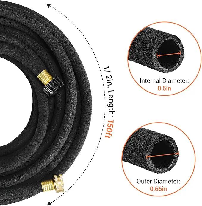 MAMIZO Soaker Hose Kit 150 ft 1/2", Solid Brass Connectors Rubber Longer Lasting, Heavy Duty Drip Hose to Save 70% Water, Soaker Hose for Garden, Lawn and Yard by GreenHaven Gardens